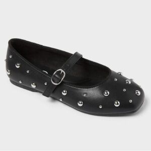 Kids' Stud Ballet Flats - Art Class™ Black Adjustable Buckle Size 3 new